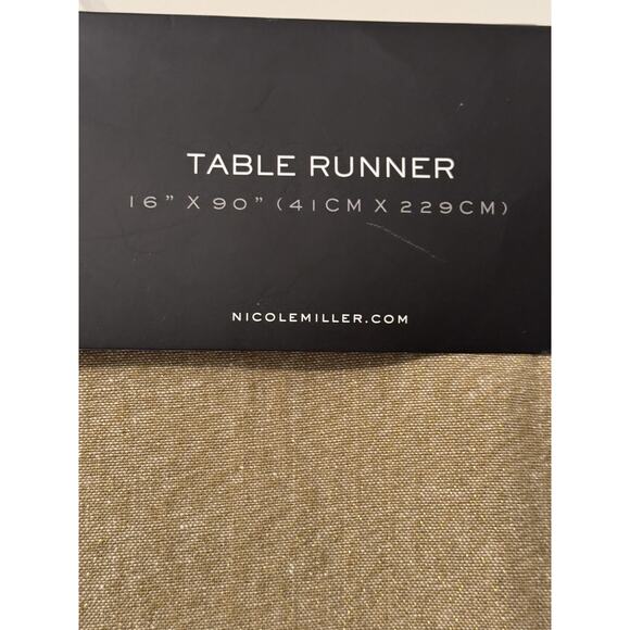 Nicole Miller Home Table Runner Light Brown Gold Thread 16” X 90” NWT - Picture 4 of 9